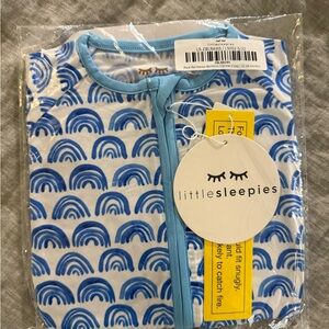 Little Sleepies Blue Rainbow Zippered Footie